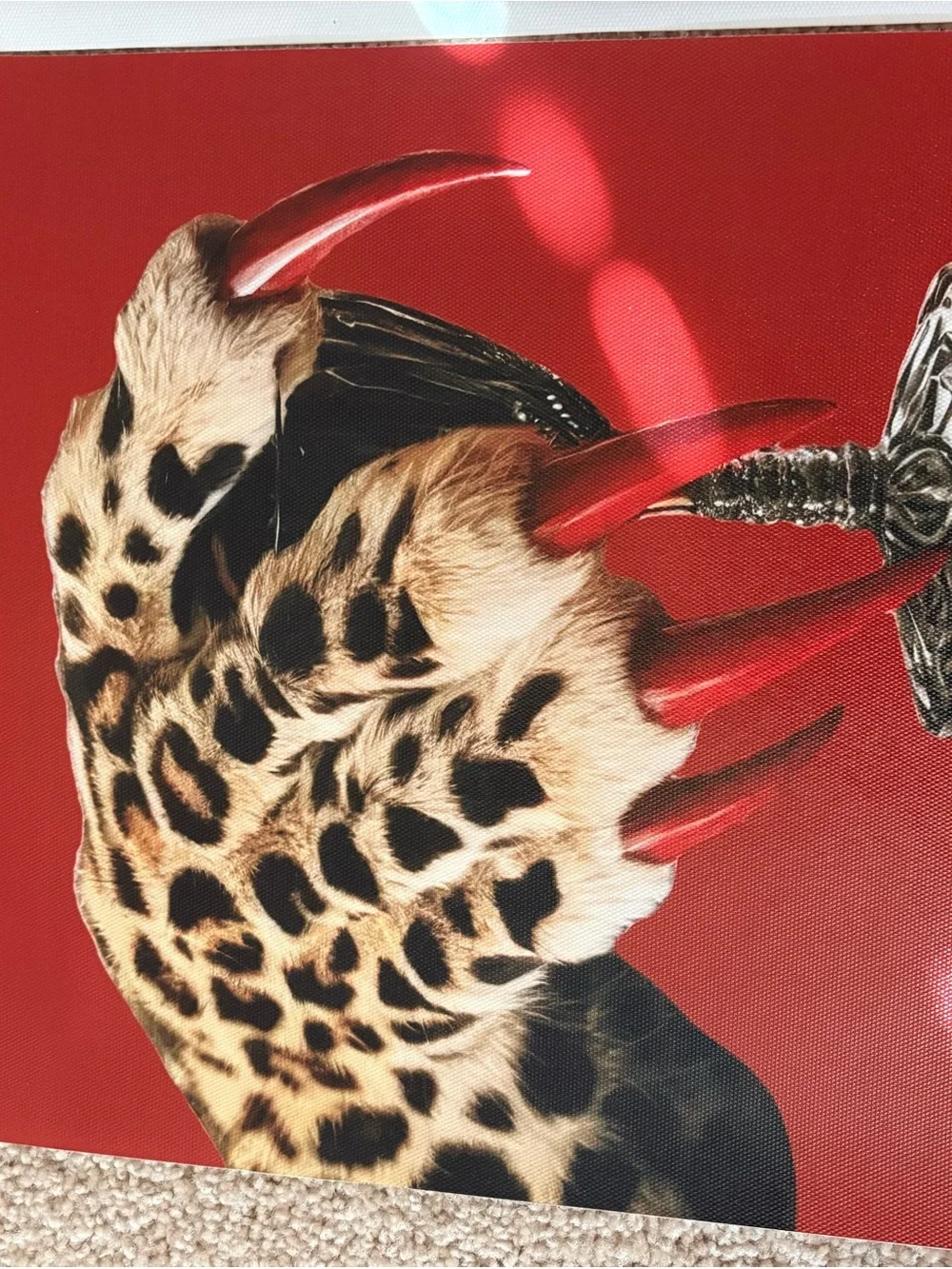 Red Leopard & Lip Art Wall Decor Set - Unbranded
